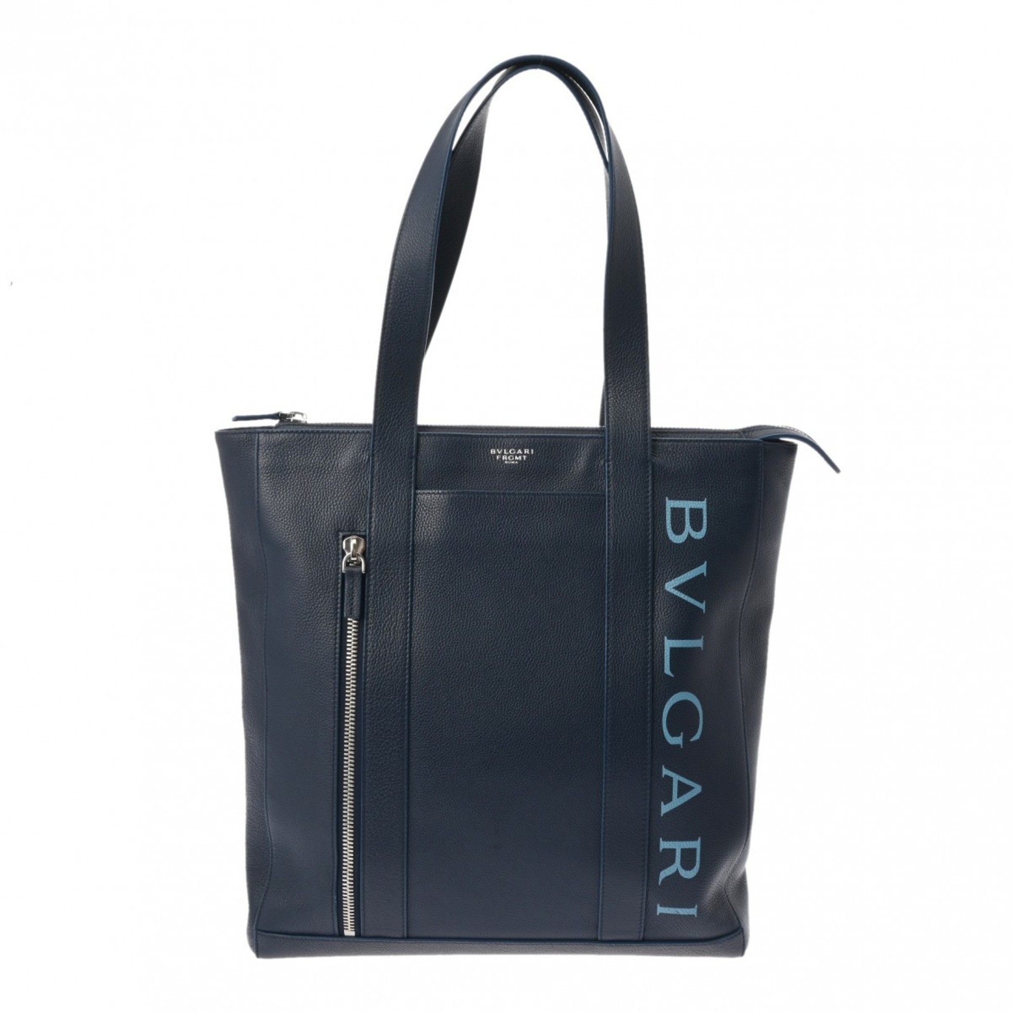 BVLGARI Fragment Collaboration Dark Blue Men's Leather Tote Bag