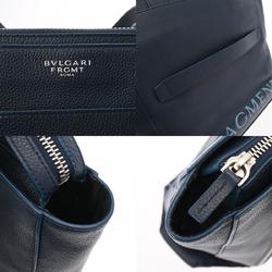 BVLGARI Fragment Collaboration Dark Blue Men's Leather Tote Bag