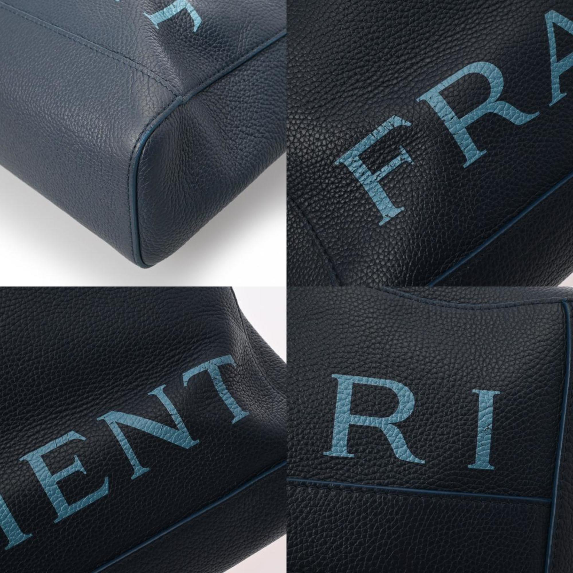 BVLGARI Fragment Collaboration Dark Blue Men's Leather Tote Bag