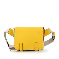 LOEWE Anagram Military Waist Bag, Body Shoulder Bag 651946 Yellow Multicolor Leather Canvas Women's