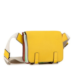 LOEWE Anagram Military Waist Bag, Body Shoulder Bag 651946 Yellow Multicolor Leather Canvas Women's