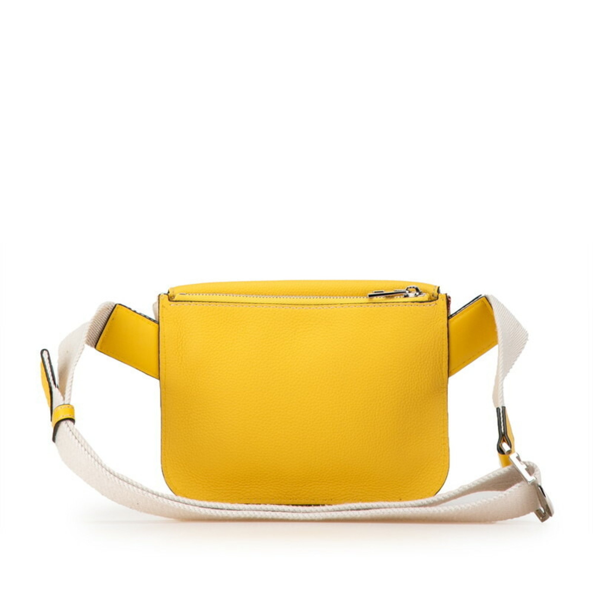 LOEWE Anagram Military Waist Bag, Body Shoulder Bag 651946 Yellow Multicolor Leather Canvas Women's