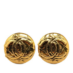 Chanel Stitch Coco Mark Earrings Gold Plated Women's CHANEL