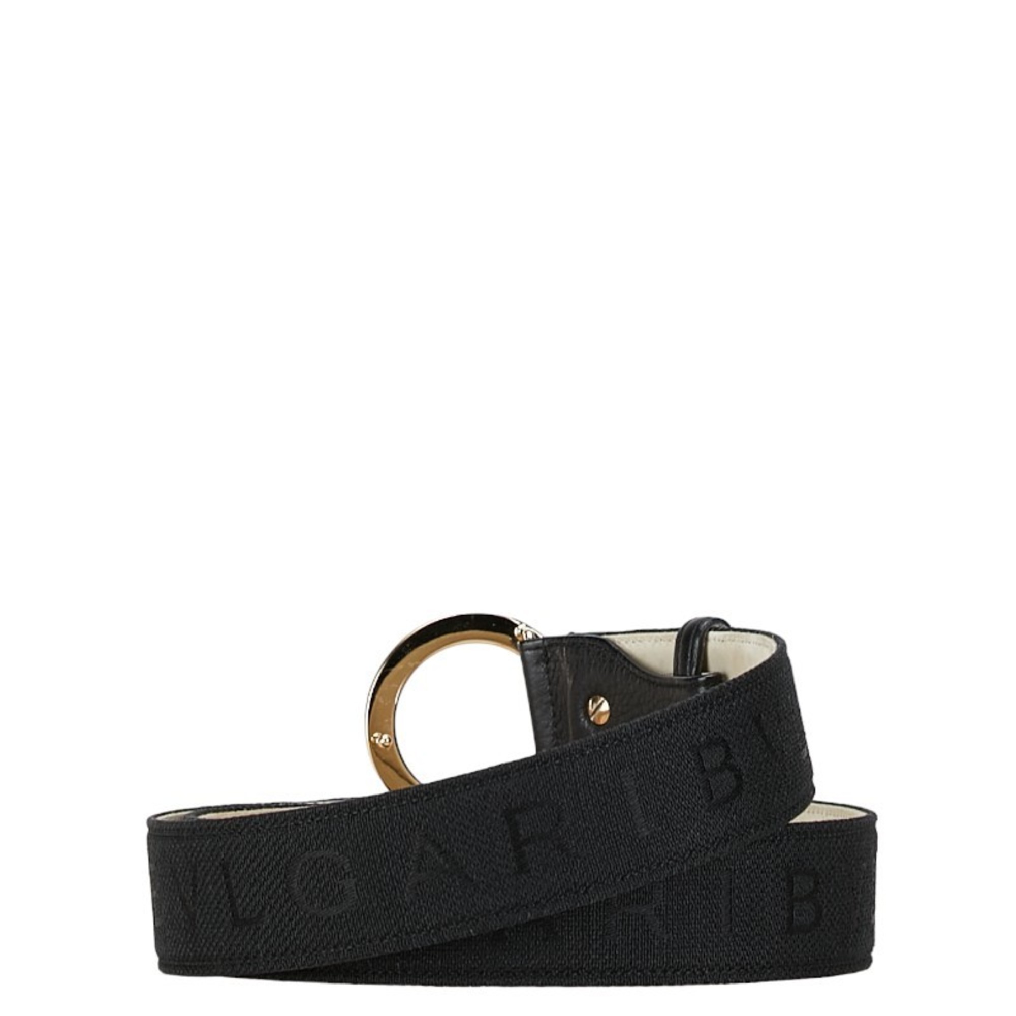 BVLGARI Mania Belt Size: 105/42 Black Canvas Leather Women's