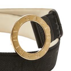 BVLGARI Mania Belt Size: 105/42 Black Canvas Leather Women's