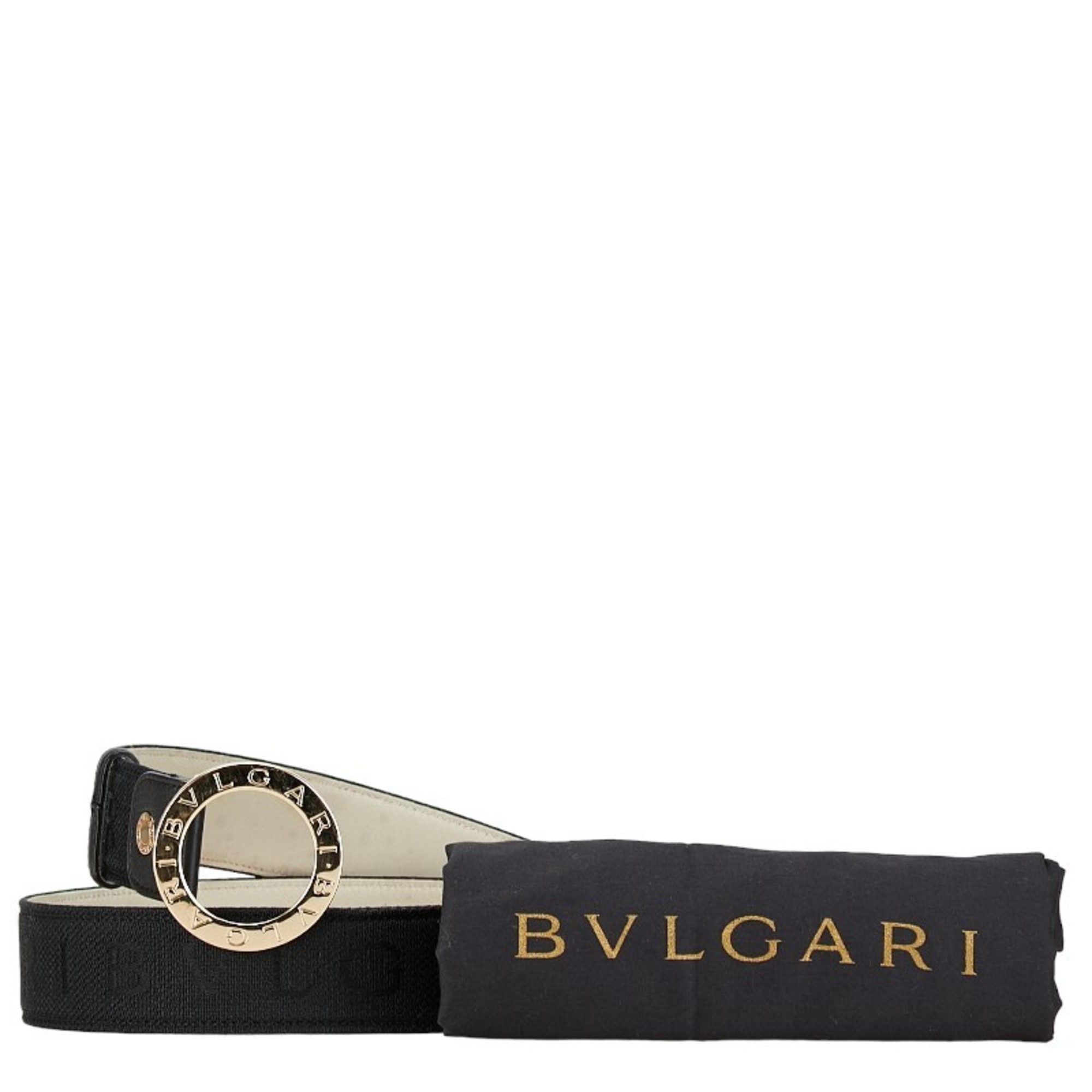 BVLGARI Mania Belt Size: 105/42 Black Canvas Leather Women's