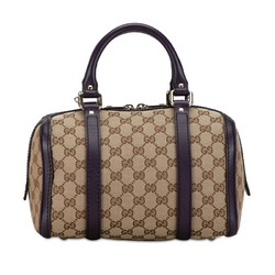 Gucci GG Canvas Boston Bag Shoulder 269876 Beige Purple Leather Women's GUCCI