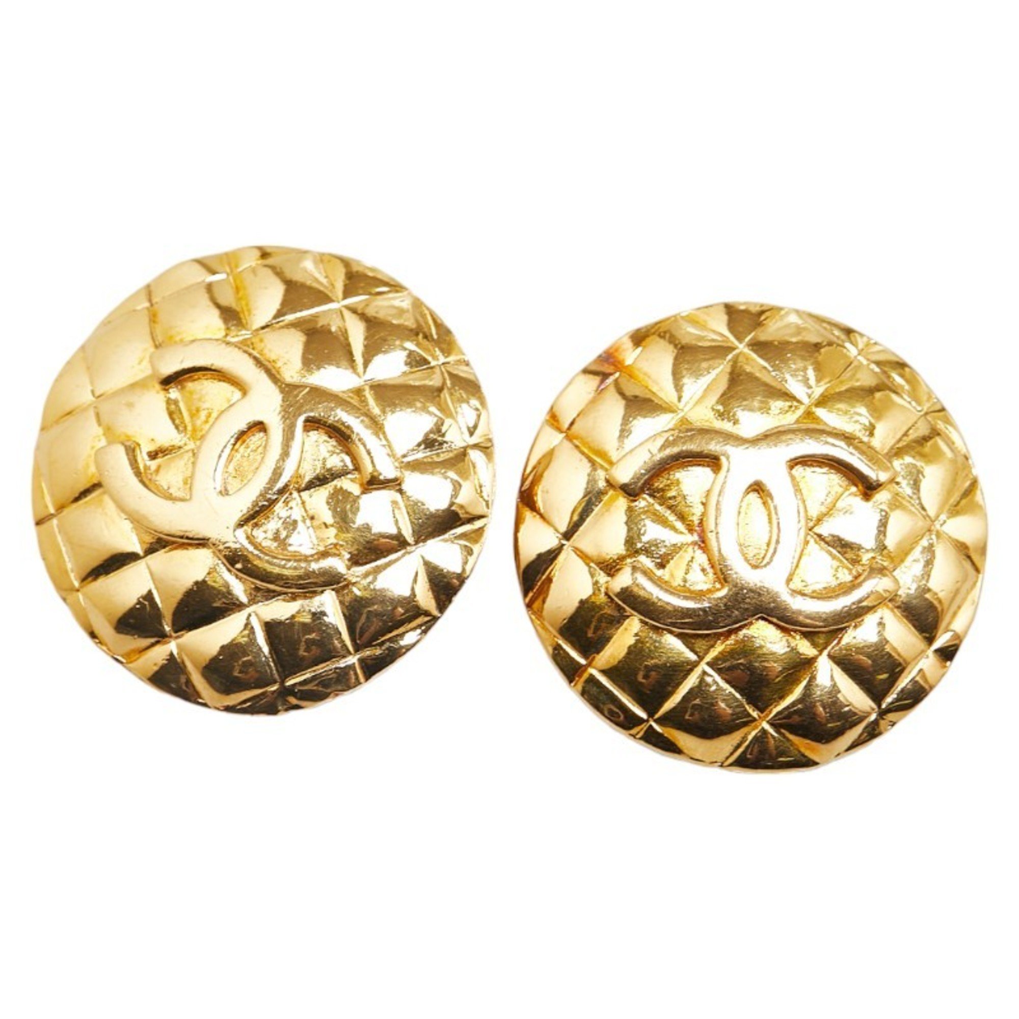 Chanel Coco Mark Earrings Gold Plated Women's CHANEL