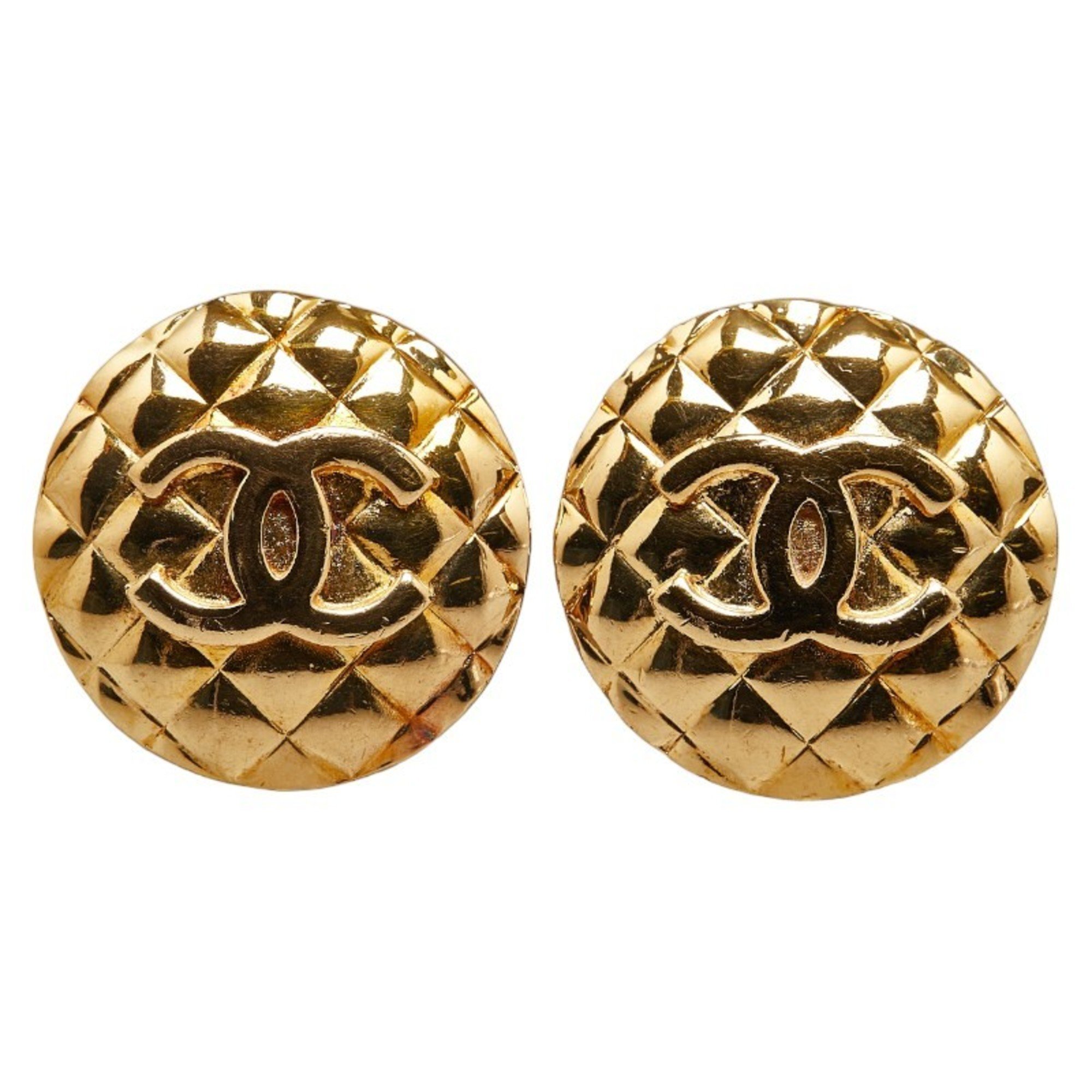 Chanel Coco Mark Earrings Gold Plated Women's CHANEL