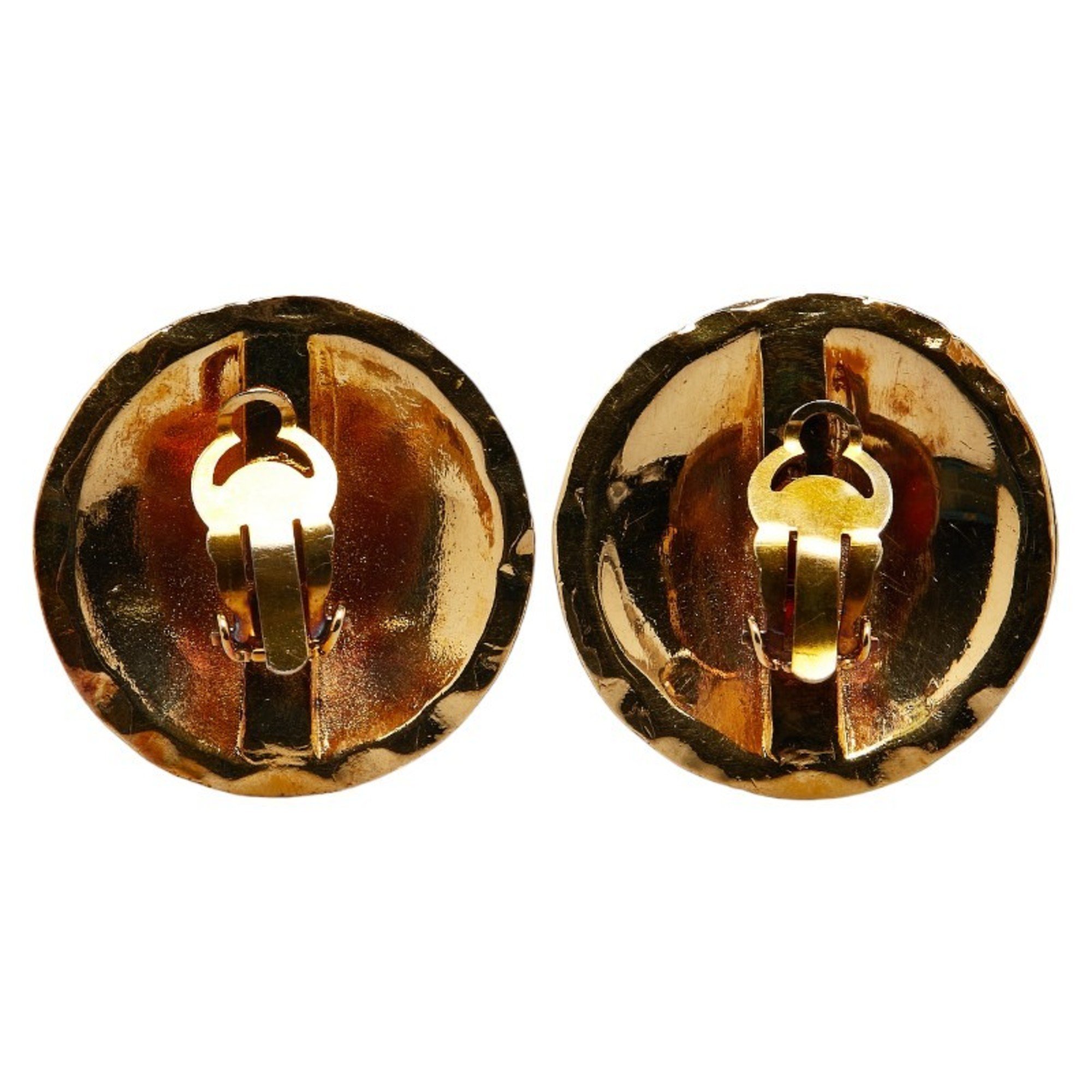 Chanel Coco Mark Earrings Gold Plated Women's CHANEL