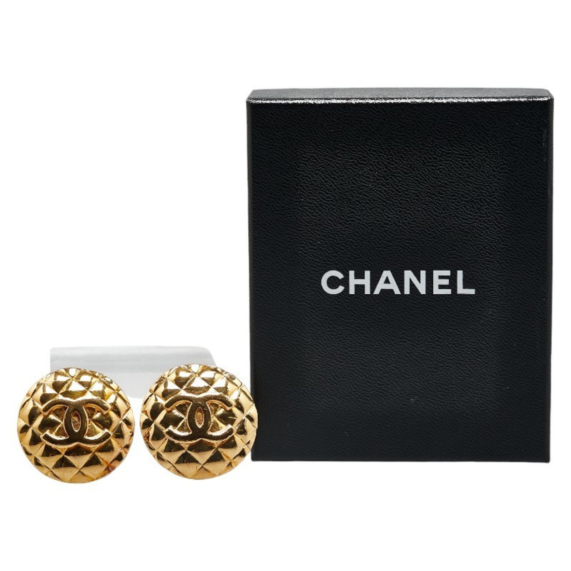 Chanel Coco Mark Earrings Gold Plated Women's CHANEL