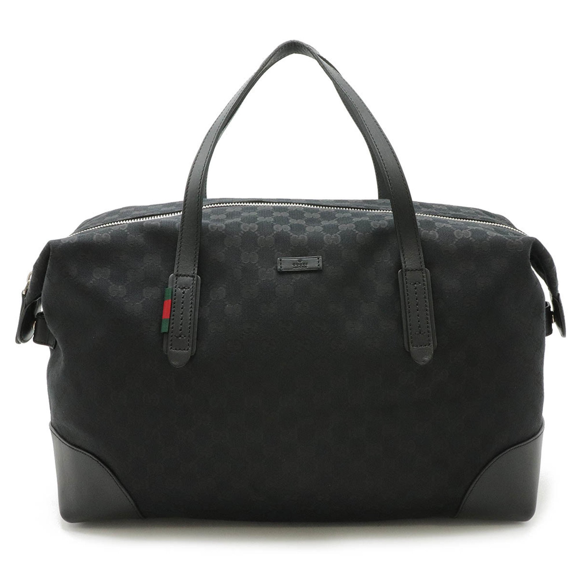 GUCCI GG Canvas Carry On Duffel Bag Boston Travel Leather Black 308925