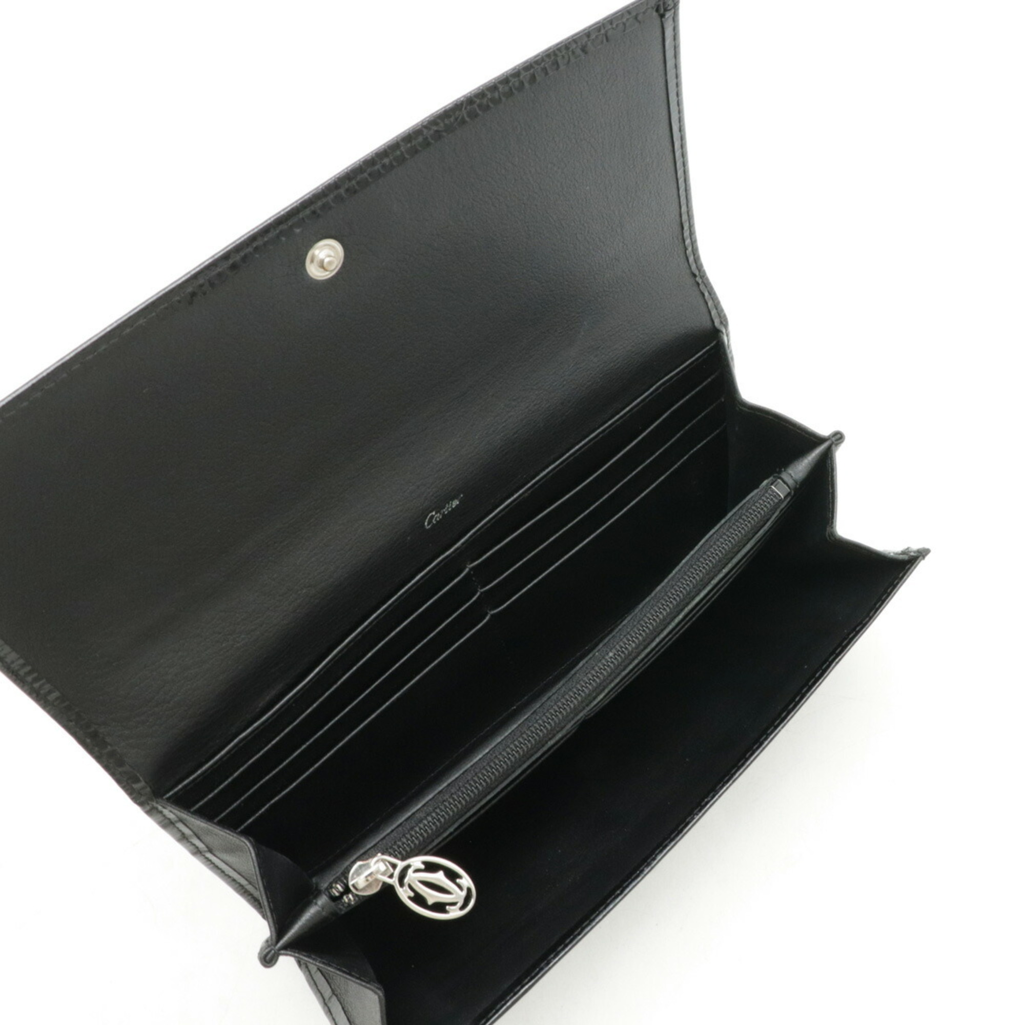 Cartier Happy Birthday Bi-fold Long Wallet Enamel Patent Leather Black L3001240