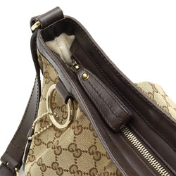 GUCCI Sukey GG canvas shoulder bag, leather, khaki beige, dark brown, 296834