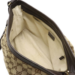 GUCCI Sukey GG canvas shoulder bag, leather, khaki beige, dark brown, 296834