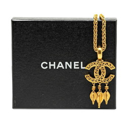 Chanel Coco Mark Long Necklace Gold Plated Women's CHANEL