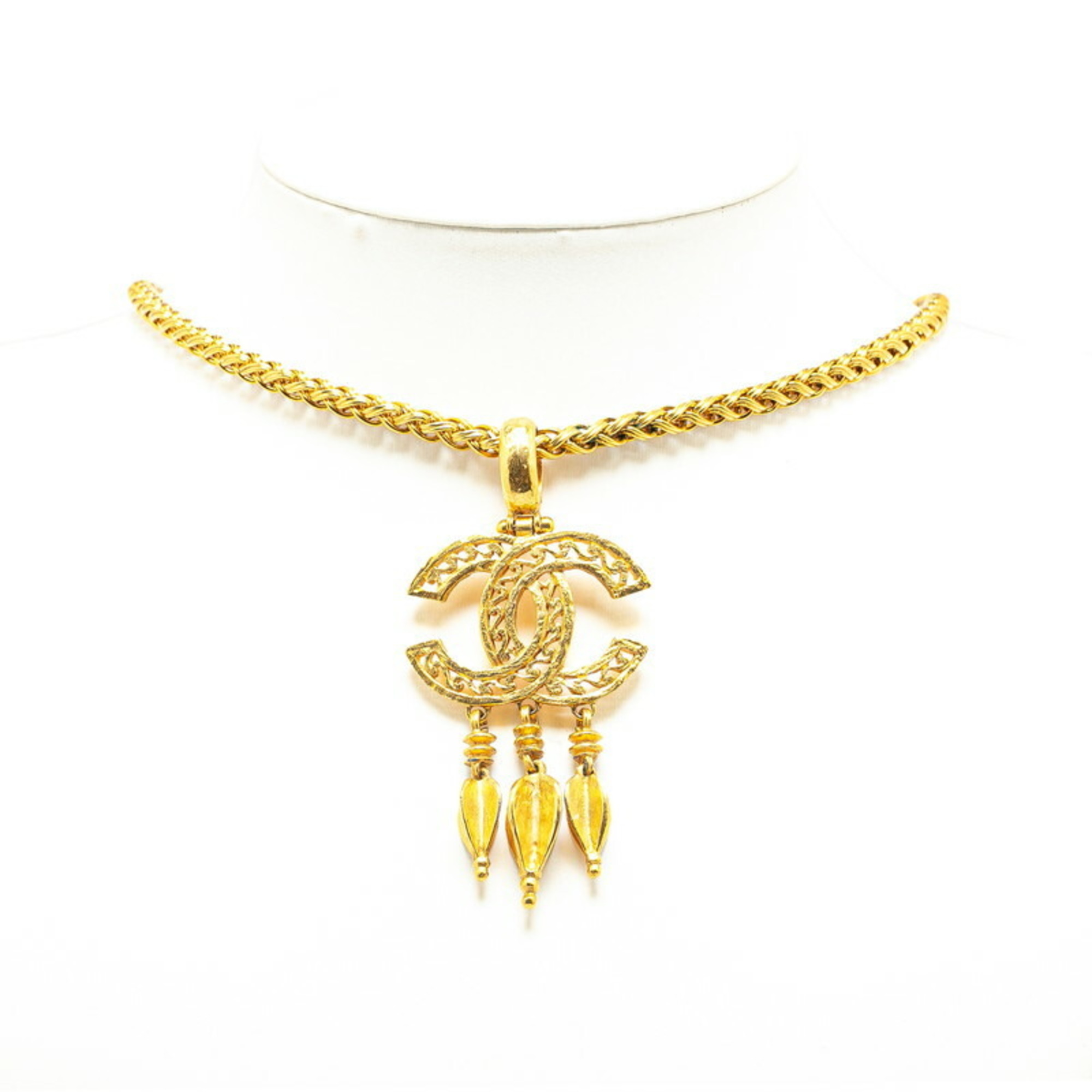 Chanel Coco Mark Long Necklace Gold Plated Women's CHANEL