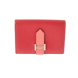 HERMES Bearn Card Case Rouge Kazak/Flamingo Palladium Hardware R Stamp (around 2014) Unisex Epsom Leather