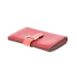 HERMES Bearn Card Case Rouge Kazak/Flamingo Palladium Hardware R Stamp (around 2014) Unisex Epsom Leather