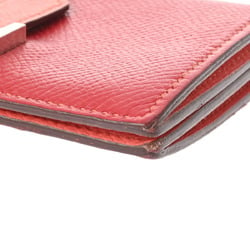 HERMES Bearn Card Case Rouge Kazak/Flamingo Palladium Hardware R Stamp (around 2014) Unisex Epsom Leather