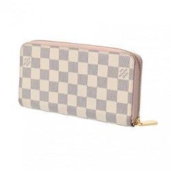 LOUIS VUITTON Damier Azur Zippy Wallet Rose Ballerine N63503 Unisex Canvas Long