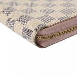 LOUIS VUITTON Damier Azur Zippy Wallet Rose Ballerine N63503 Unisex Canvas Long