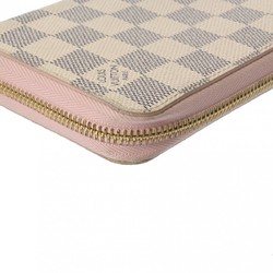 LOUIS VUITTON Damier Azur Zippy Wallet Rose Ballerine N63503 Unisex Canvas Long