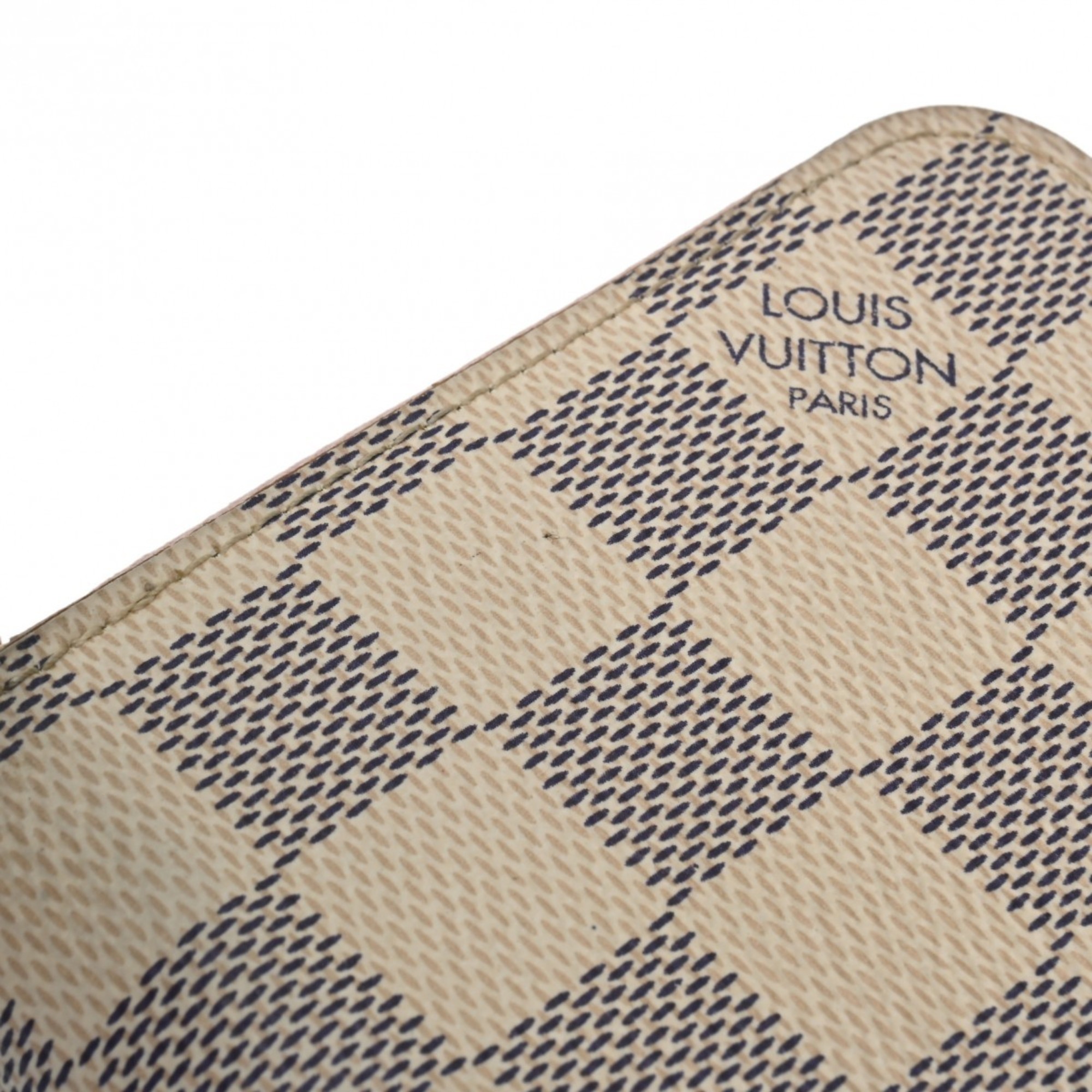 LOUIS VUITTON Damier Azur Zippy Wallet Rose Ballerine N63503 Unisex Canvas Long