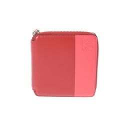 LOEWE Compact Wallet Red Pink Women's Leather Tri-fold