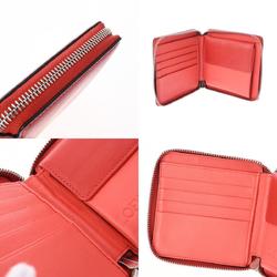 LOEWE Compact Wallet Red Pink Women's Leather Tri-fold