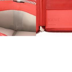 LOEWE Compact Wallet Red Pink Women's Leather Tri-fold