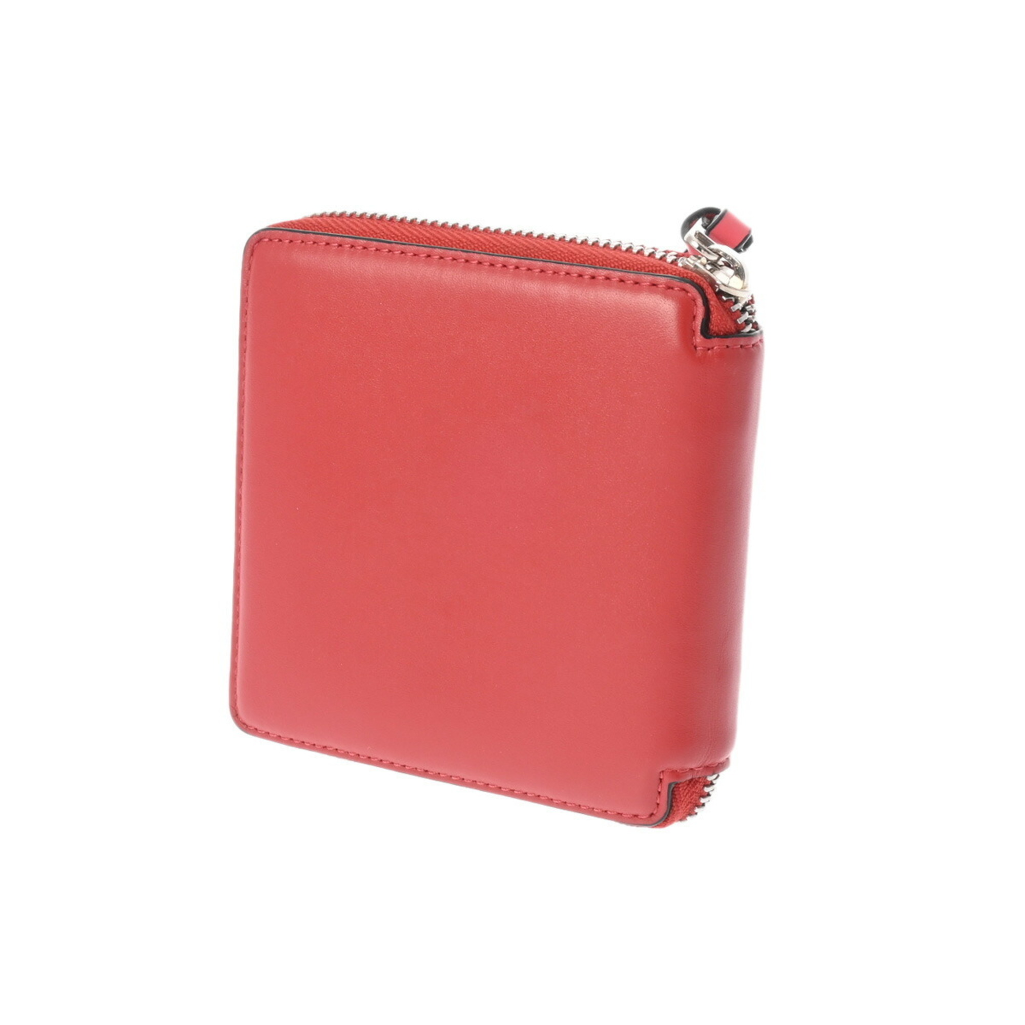 LOEWE Compact Wallet Red Pink Women's Leather Tri-fold