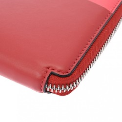 LOEWE Compact Wallet Red Pink Women's Leather Tri-fold