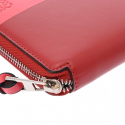 LOEWE Compact Wallet Red Pink Women's Leather Tri-fold