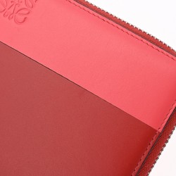 LOEWE Compact Wallet Red Pink Women's Leather Tri-fold