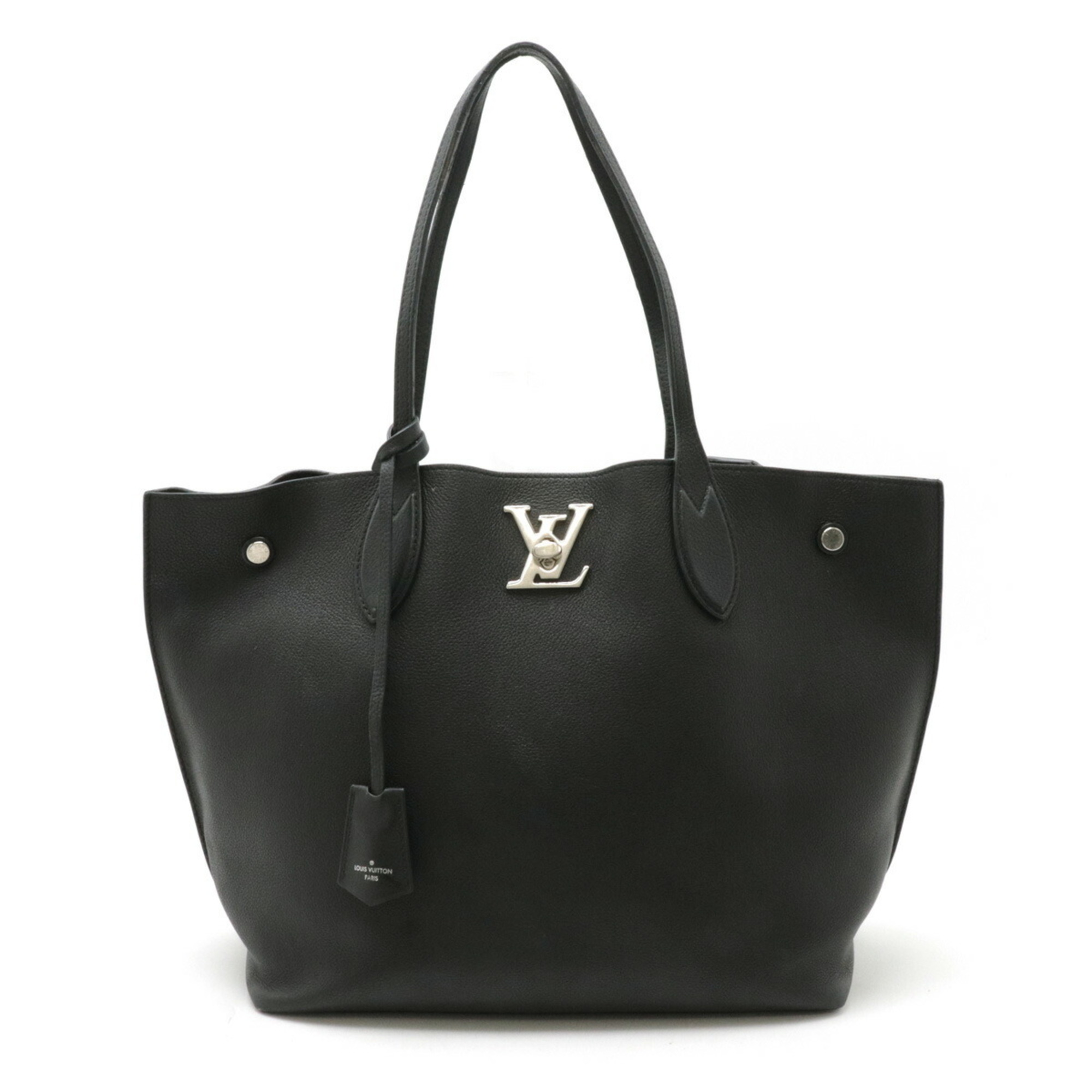 LOUIS VUITTON Louis Vuitton Lock Me Go Tote Bag Shoulder Twist Leather Noir Black M55028