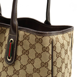 GUCCI GG Canvas Princess Line Ribbon Tote Bag Shoulder Leather Khaki Beige Dark Brown 163805