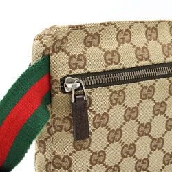 GUCCI GG canvas body bag, waist pouch, hip leather, khaki beige, dark brown, brown 28566