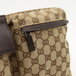 GUCCI GG canvas body bag, waist pouch, hip leather, khaki beige, dark brown, brown 28566