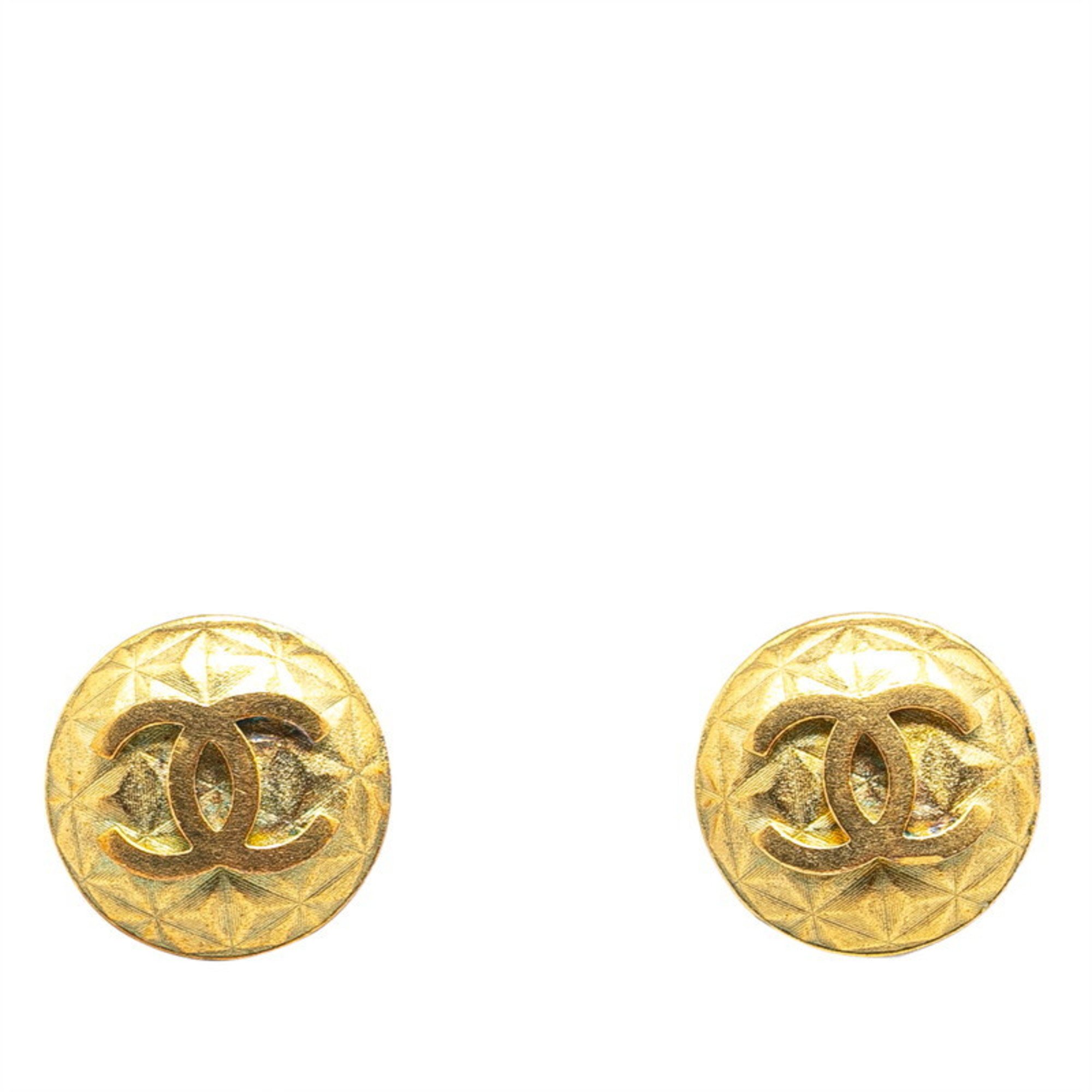 Chanel Coco Mark Earrings Gold Plated Women's CHANEL