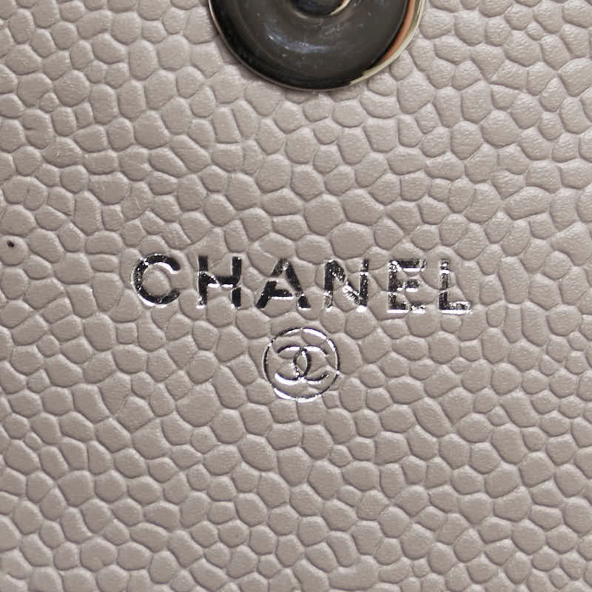 Chanel Coco Mark Half Moon Shoulder Bag Grey Silver Leather Women's CHANEL