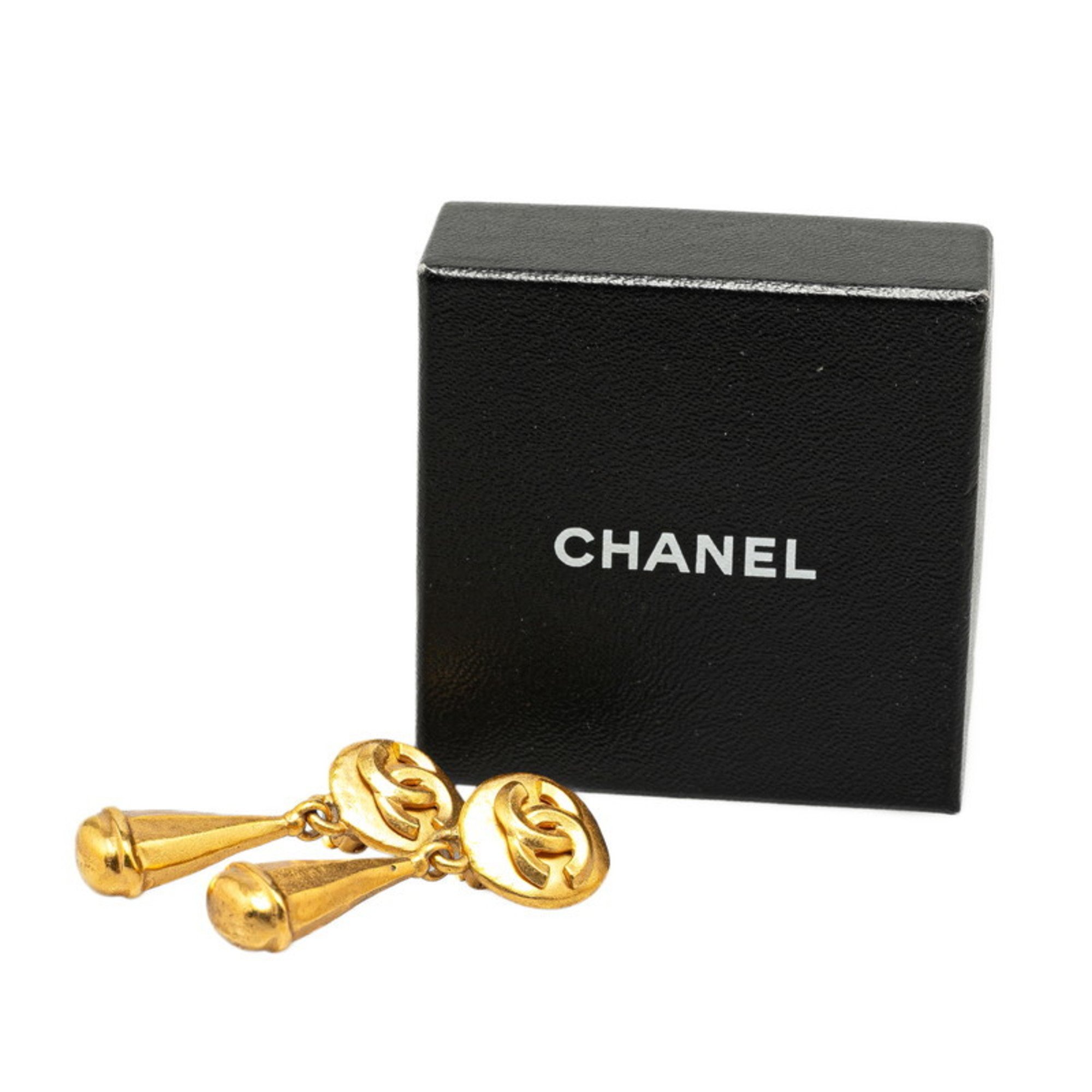 Chanel Coco Mark Earrings Gold Plated Women's CHANEL