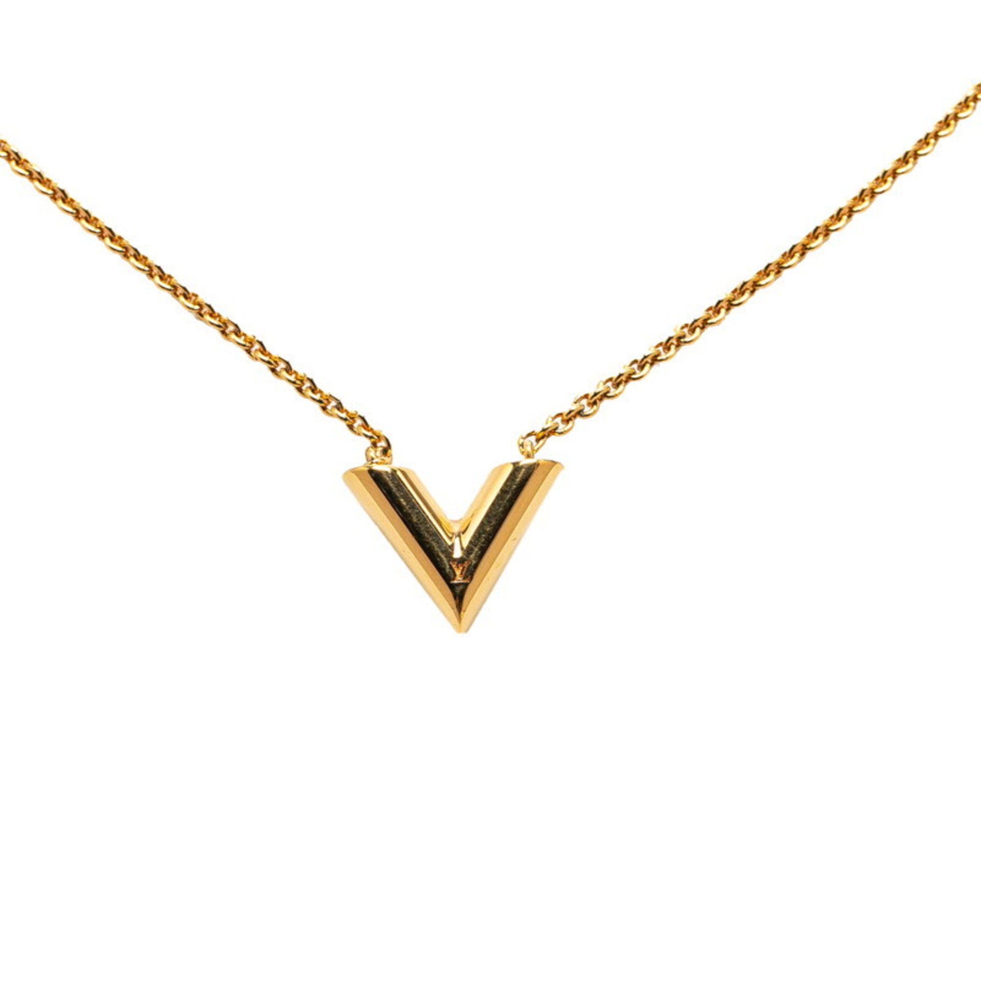 Louis Vuitton Essential V Necklace M61083 Gold Plated Women's LOUIS VUITTON