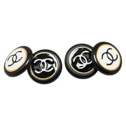 Chanel Coco Mark Cufflinks Black White Gold Plated Women's CHANEL