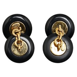 Chanel Coco Mark Cufflinks Black White Gold Plated Women's CHANEL