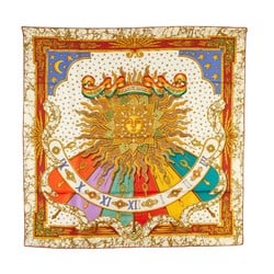 Hermes Carre 90 CARPE DIEM Enjoy Today Sun Moon Stars Scarf Muffler White Multicolor Silk Women's HERMES