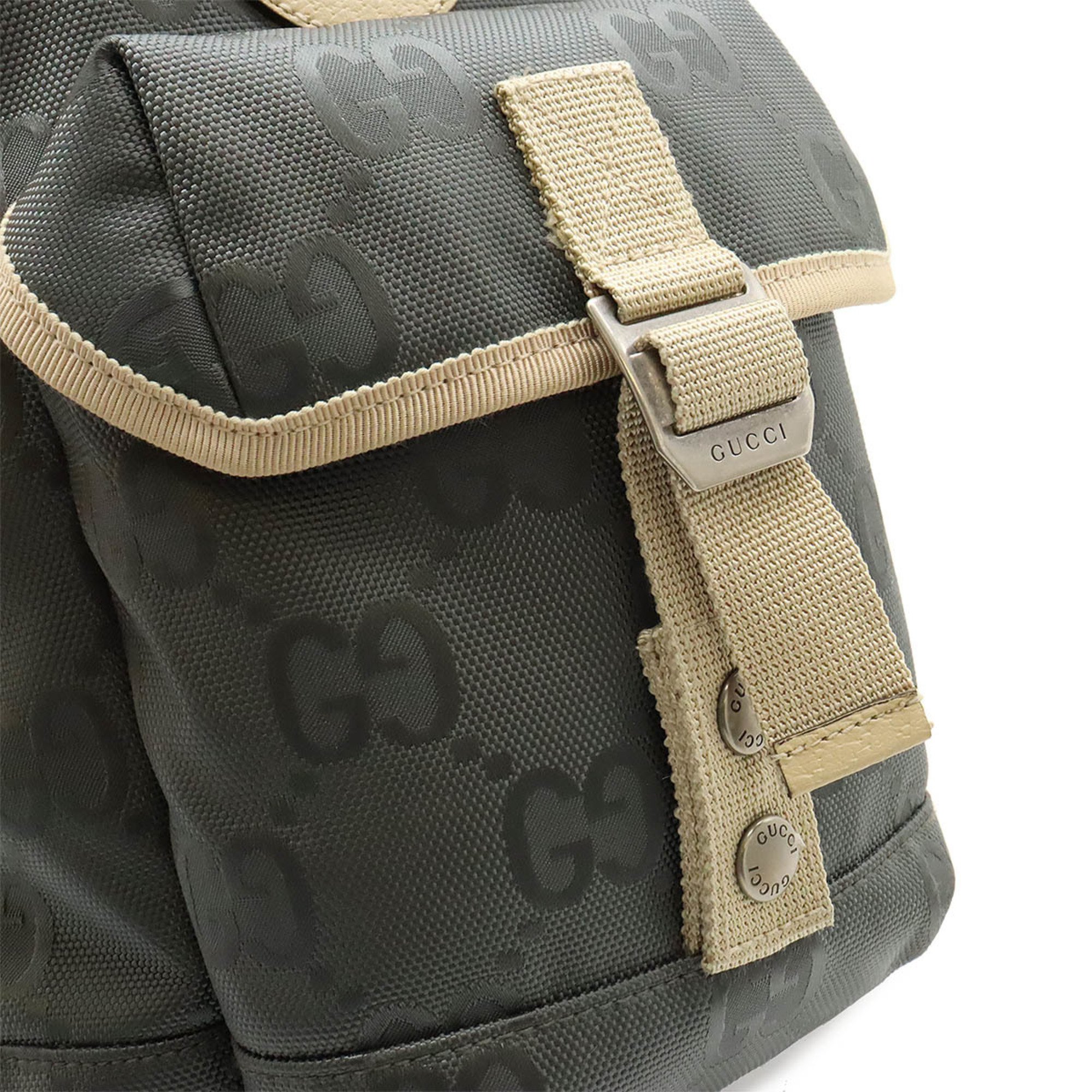 GUCCI Gucci Off The Grid Backpack Sling Bag Body Shoulder Nylon Canvas Gray Beige 658631