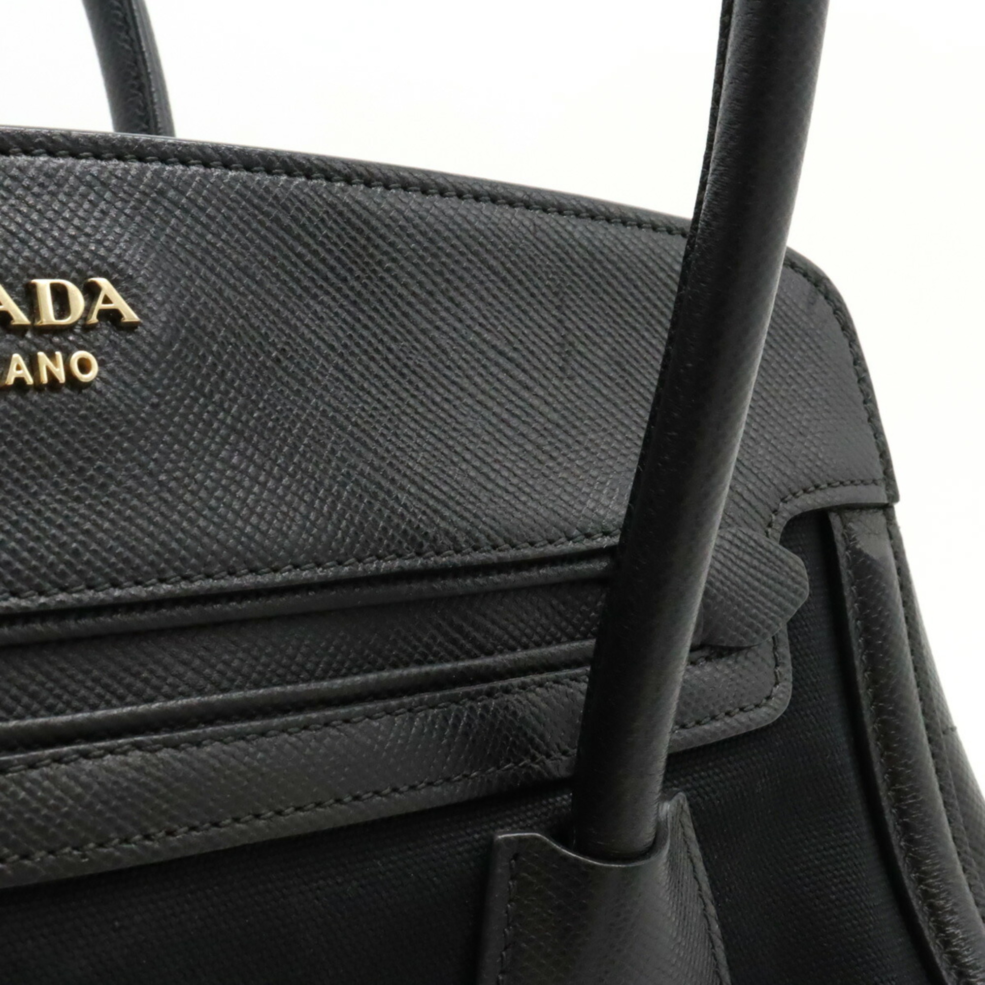 PRADA Prada Handbag Tote Bag Shoulder Canvas Leather NERO Black Purchased at a domestic boutique BN2595