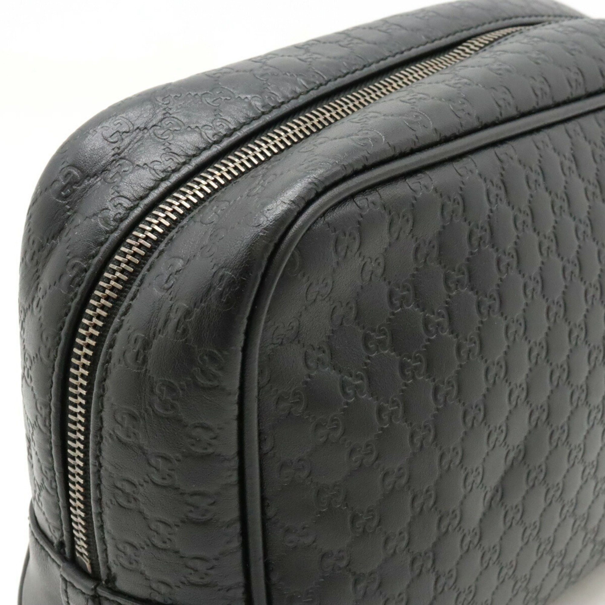 GUCCI Micro Guccissima Second Bag Clutch Handbag Leather Black 419775