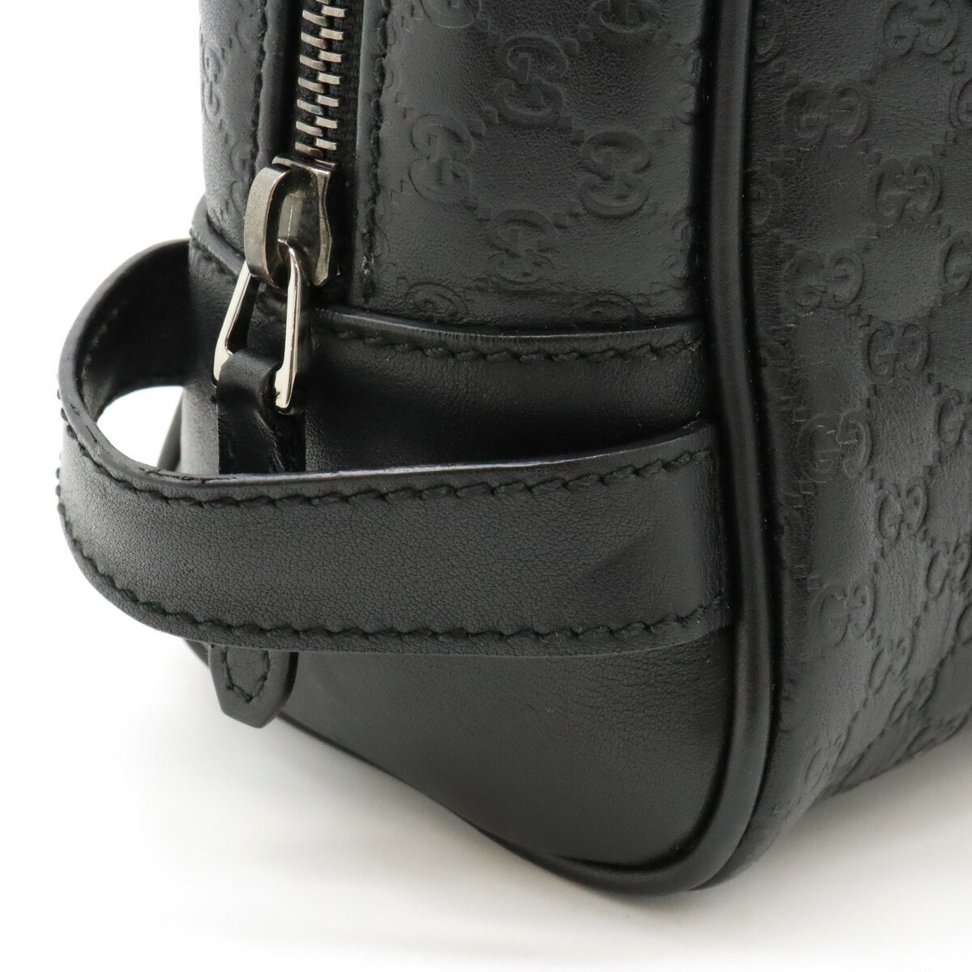 GUCCI Micro Guccissima Second Bag Clutch Handbag Leather Black 419775